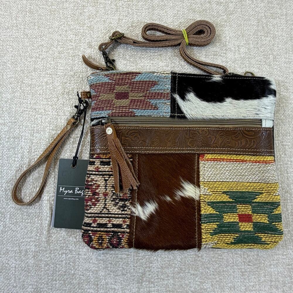 Myra Bag Women Brown Terra Firma Small Cowhide Crossbody Bag Southwest Boho